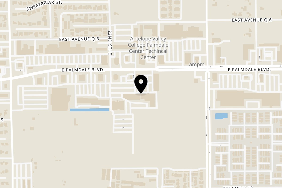 Map showing the location of Pedro's Mexican Seafood on 2260 E Palmdale Blvd Ste a in Palmdale